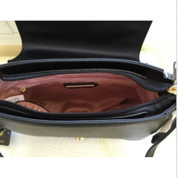 LIONEL Handbag Purse Faux Leather BLACK Gold - Picture 6 of 7